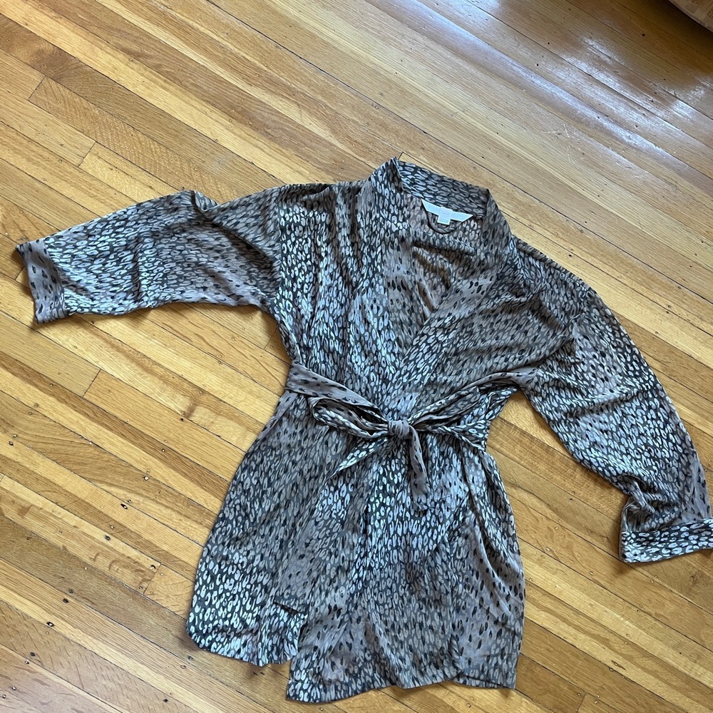 Victoria’s Secret short sheer girly anima print cheetah robe one size OS S M L